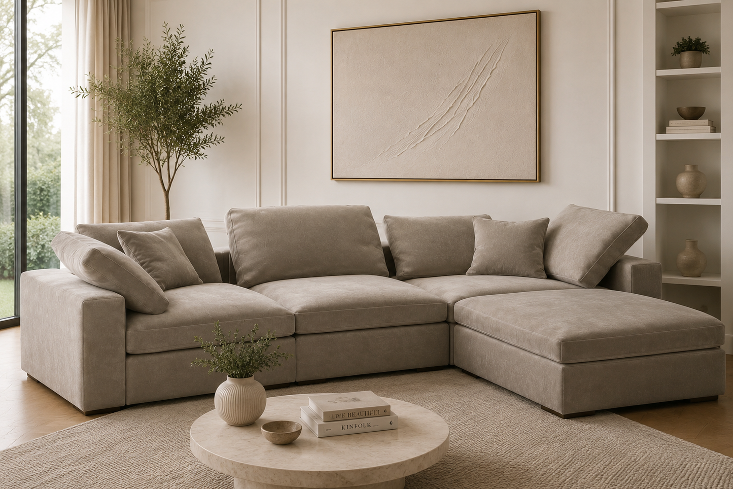 Madrid Complete Modular Set with Footstool Feather Sofa - luxury velvet corner sofa by Vogue Vocus view 3