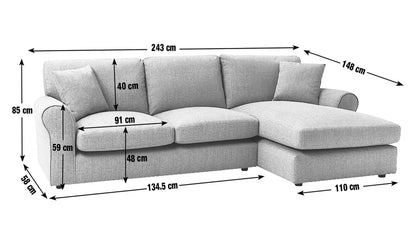 Metro Nest Fabric Right Corner Grey Sofa