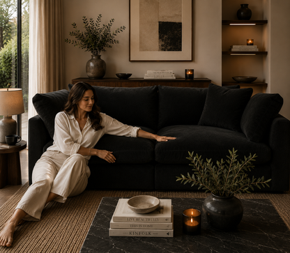 Arlo Feather 2-Piece Sofa - luxury velvet modular sofa in ivory by Vogue Vocus view 9