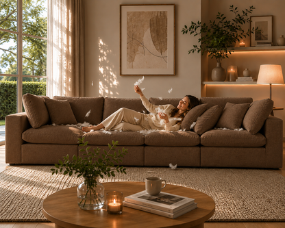 Sola Modular 4-Piece Sofa With Feather Cushions - luxury velvet modular sofa by Vogue Vocus view 4