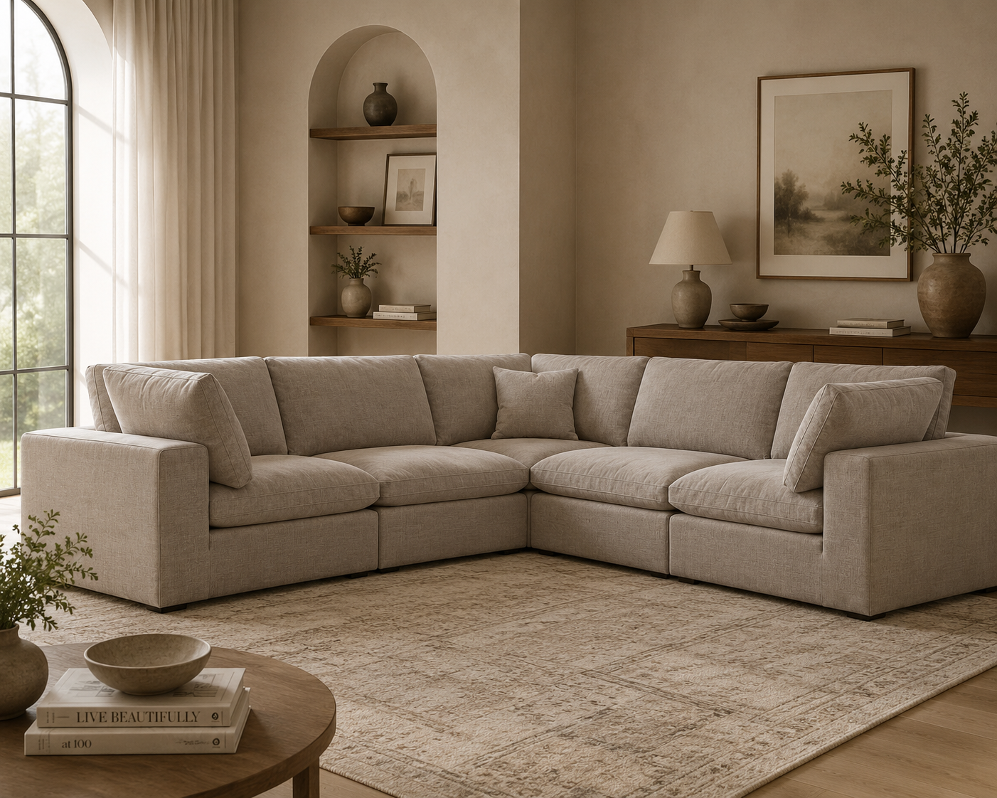 Sola Modular Corner Sofa With Feather Cushions - luxury velvet corner sofa by Vogue Vocus view 7