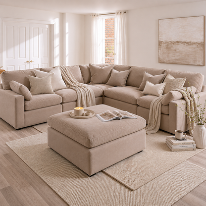 Savannah Feather left Hand Corner Sofa - Vanilla - luxury velvet corner sofa in chocolate by Vogue Vocus view 5