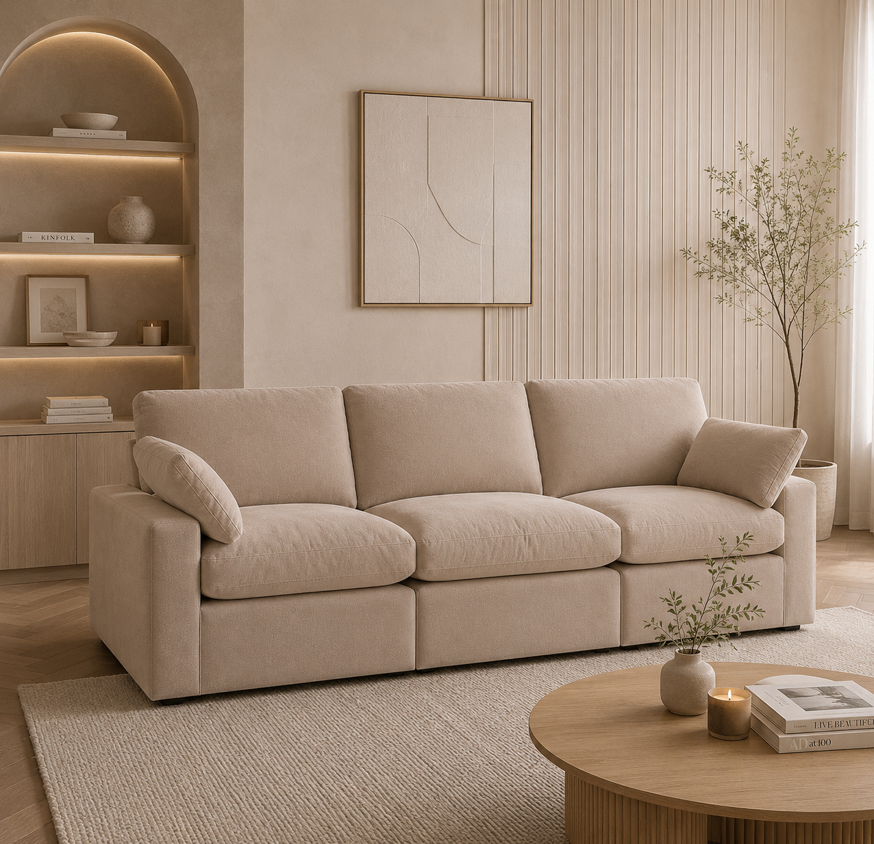 Savannah Feather 3 Seater - luxury velvet modular sofa in chocolate by Vogue Vocus view 4