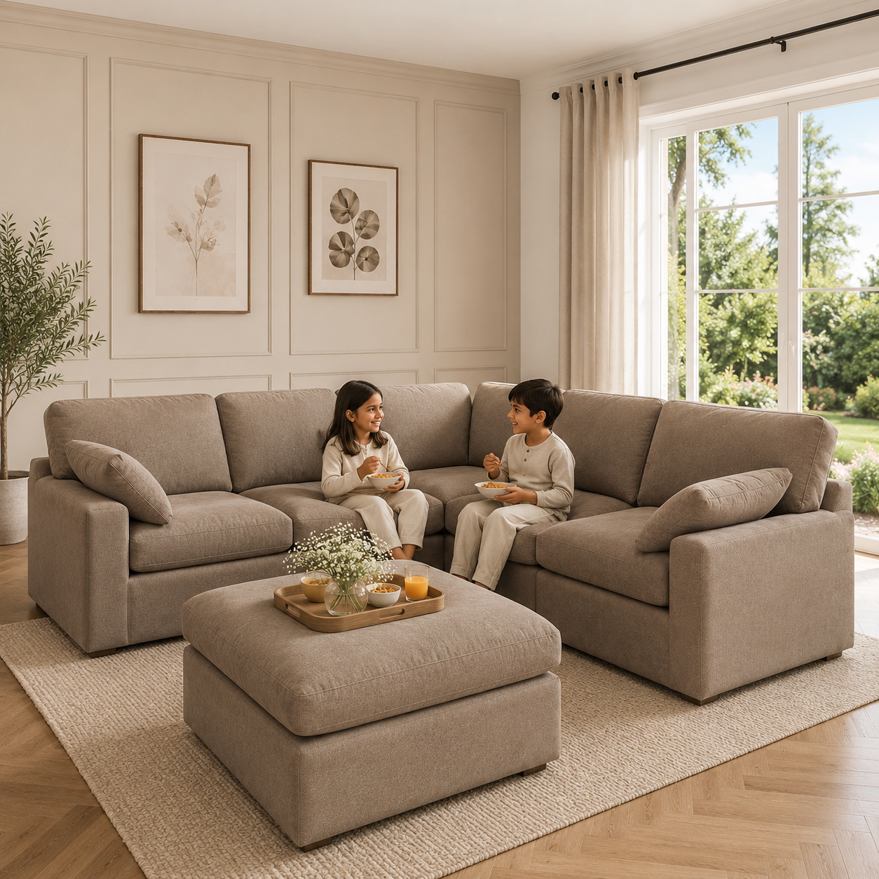 Savannah Feather Right Hand Corner Sofa - luxury velvet corner sofa in chocolate by Vogue Vocus view 10