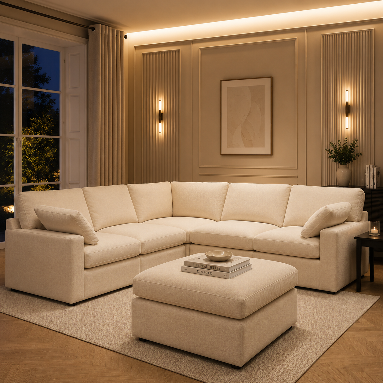 Savannah Feather left Hand Corner Sofa - Chocolate - luxury velvet corner sofa in chocolate by Vogue Vocus view 7