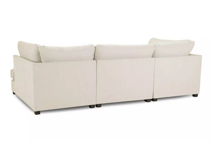 Nestle U Shape Beige Corner Sofa With Footstool