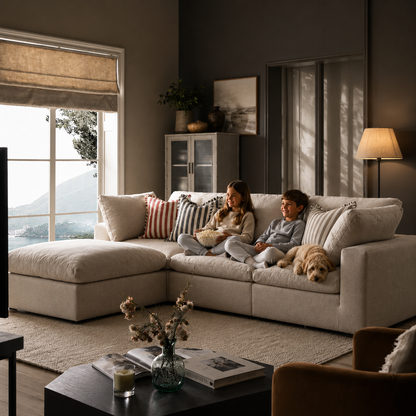 Sola Modular 3-Piece Chaise Corner Sofa With Feather Cushions - luxury velvet corner sofa by Vogue Vocus view 7
