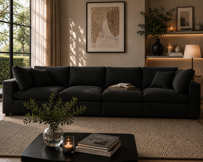 Sola Modular 4-Piece Sofa With Feather Cushions - luxury velvet modular sofa by Vogue Vocus view 6