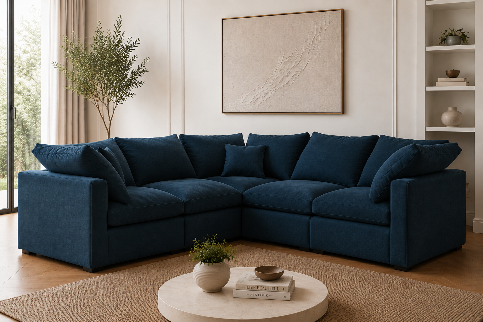 Madrid Modular Slim Medium Corner Feather Sofa - luxury velvet corner sofa by Vogue Vocus view 4