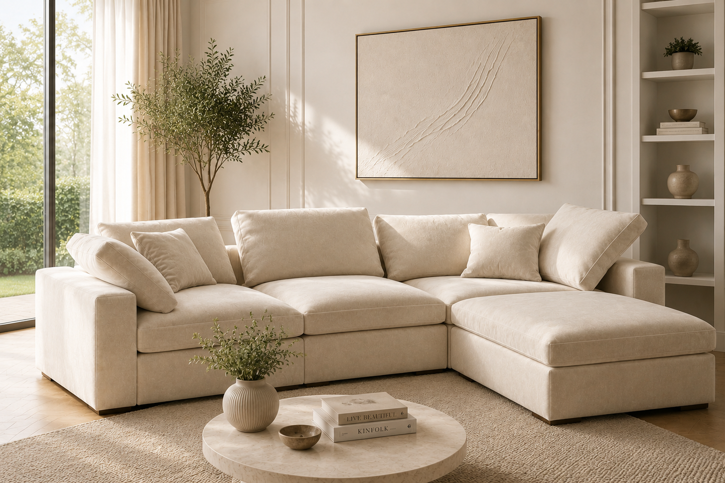 Madrid Complete Modular Set with Footstool Feather Sofa - luxury velvet corner sofa by Vogue Vocus view 4
