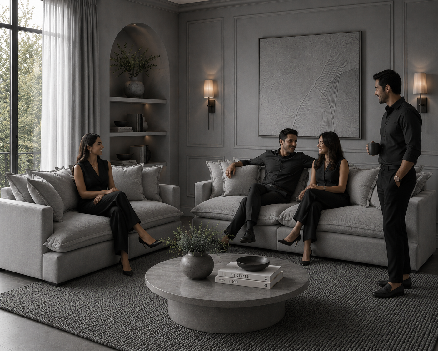 SPENCER Feather Filled Fabric Sofa Range - 3+2 Sofa Set - luxury velvet modular sofa in beige by Vogue Vocus view 6