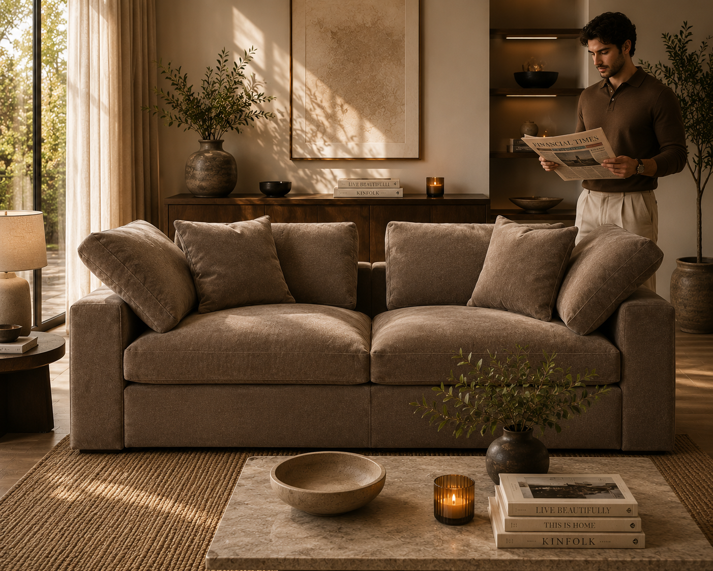 Madrid Slim Feather 2 Seat Sofa - luxury chenille corner sofa by Vogue Vocus view 4