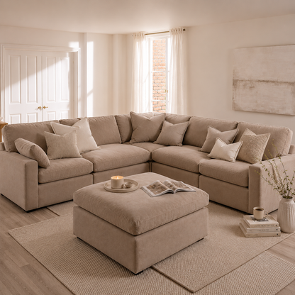 Savannah Feather left Hand Corner Sofa - Vanilla - luxury velvet corner sofa in chocolate by Vogue Vocus view 6