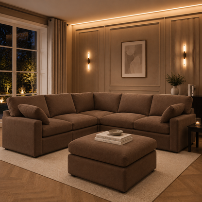 Savannah Feather left Hand Corner Sofa - Chocolate - luxury velvet corner sofa in chocolate by Vogue Vocus view 6