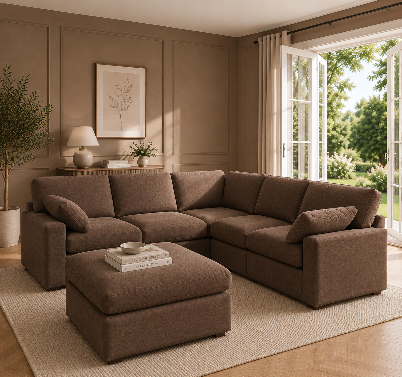 Savannah Feather Right Hand Corner Sofa - luxury velvet corner sofa in chocolate by Vogue Vocus view 11
