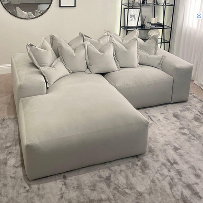 Astoria Silver Elegance Pillow Back Corner Sofa (RH Faceing Large Sofa)