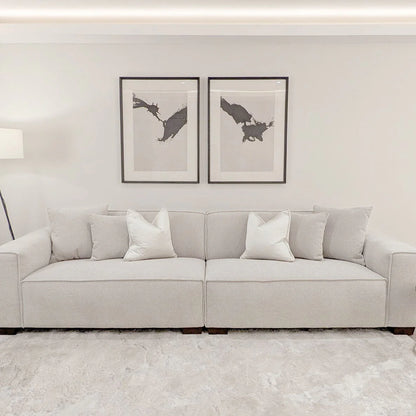 Victoria Duck feather Boucle 4 Seater Sofa with Footstool