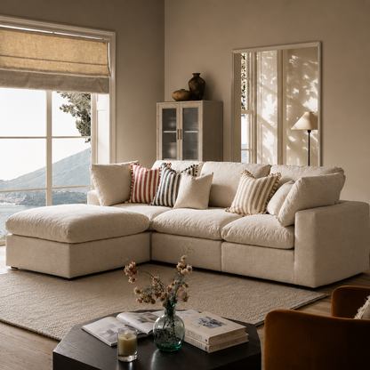 Sola Modular 3-Piece Chaise Corner Sofa With Feather Cushions - luxury velvet corner sofa by Vogue Vocus view 6