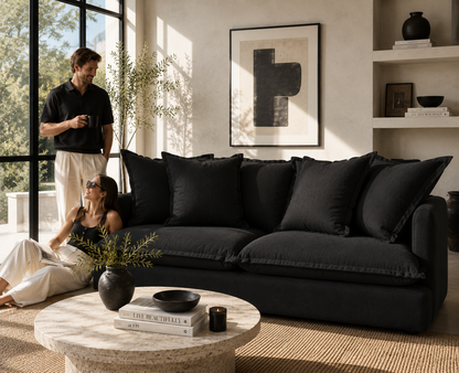 SPENCER Feather Filled Fabric Sofa Range - 2 Seater - luxury velvet modular sofa in beige by Vogue Vocus view 6