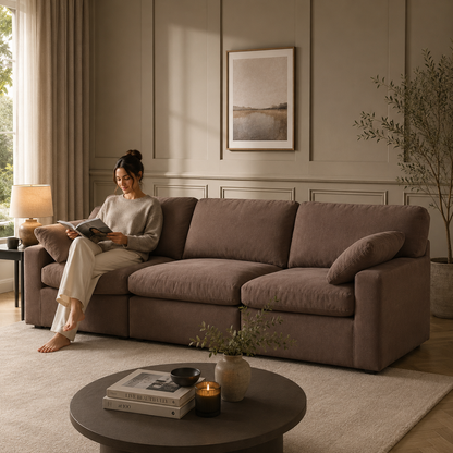 Savannah Feather 3 Seater - luxury velvet modular sofa in chocolate by Vogue Vocus view 10
