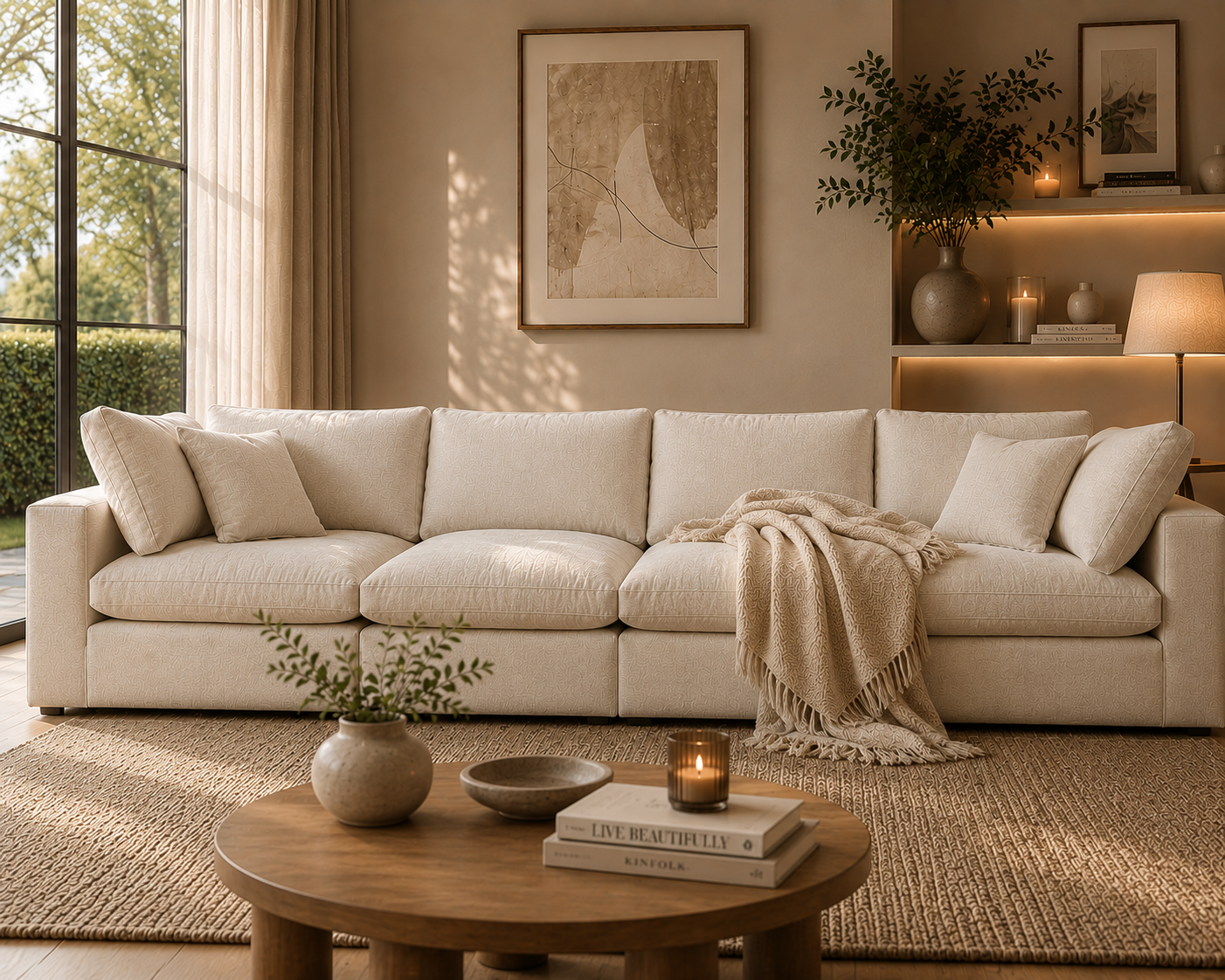 Sola Modular 4-Piece Sofa With Feather Cushions - luxury velvet modular sofa by Vogue Vocus view 5