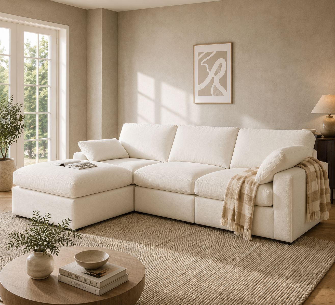 Savannah Feather Left Hand Chaise Sofa - luxury velvet corner sofa in chocolate by Vogue Vocus view 3