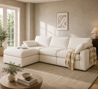 Savannah Feather Left Hand Chaise Sofa - luxury velvet corner sofa in chocolate by Vogue Vocus view 3
