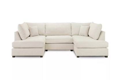 Nestle U Shape Beige Corner Sofa With Footstool