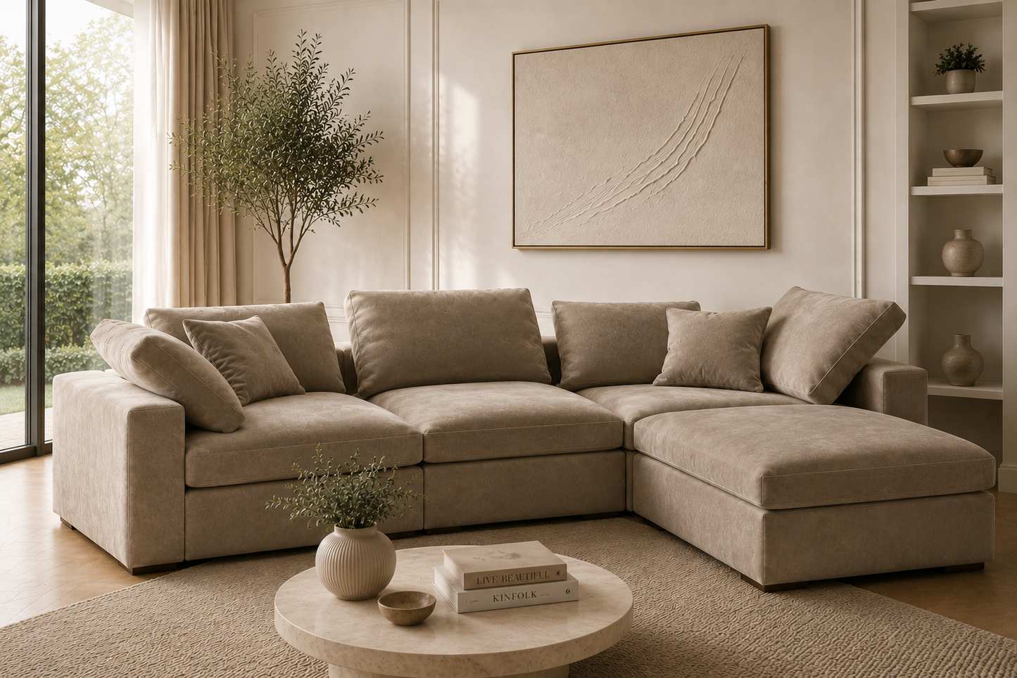 Madrid Complete Modular Set with Footstool Feather Sofa - luxury velvet corner sofa by Vogue Vocus view 6