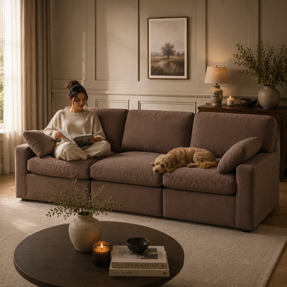 Savannah Feather 3 Seater - luxury velvet modular sofa in chocolate by Vogue Vocus view 12