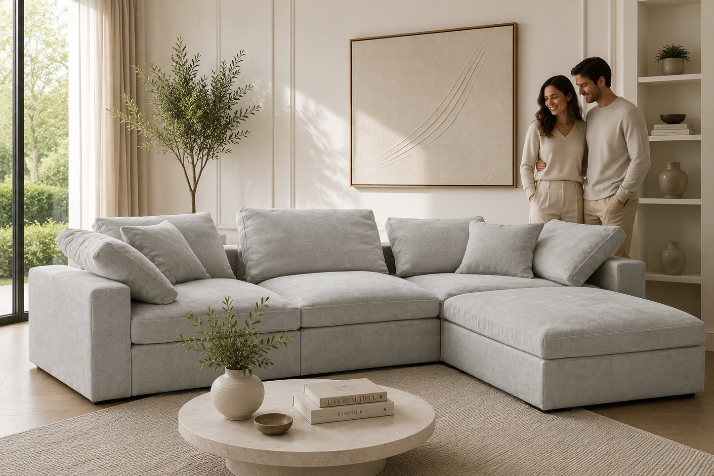 Madrid Complete Modular Set with Footstool Feather Sofa - luxury velvet corner sofa by Vogue Vocus view 5