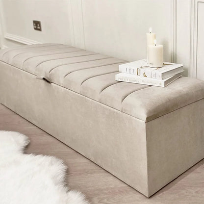 Isla Vanilla Luxe Ottoman  Panelled Bed