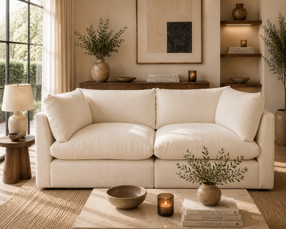 Arlo Feather 2-Piece Sofa - luxury velvet modular sofa in ivory by Vogue Vocus view 8