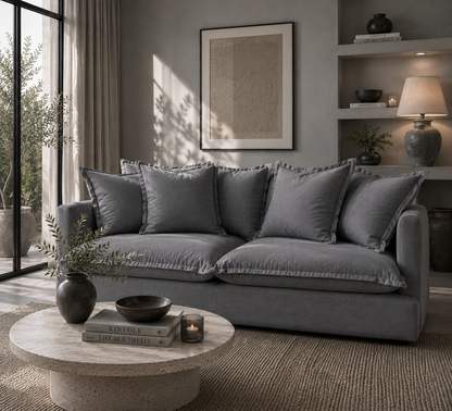 SPENCER Feather Filled Fabric Sofa Range - 2 Seater - luxury velvet modular sofa in beige by Vogue Vocus view 8