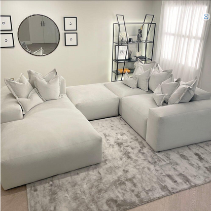 Astoria Silver Elegance Pillow Back Corner Sofa (RH Faceing Large Sofa)