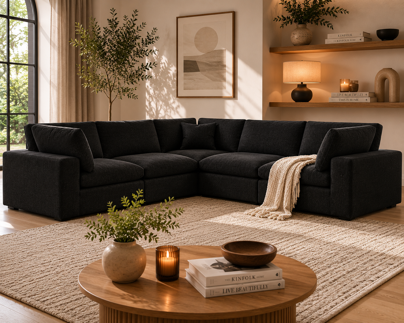 Sola Modular Corner Sofa With Feather Cushions - luxury velvet corner sofa by Vogue Vocus view 11