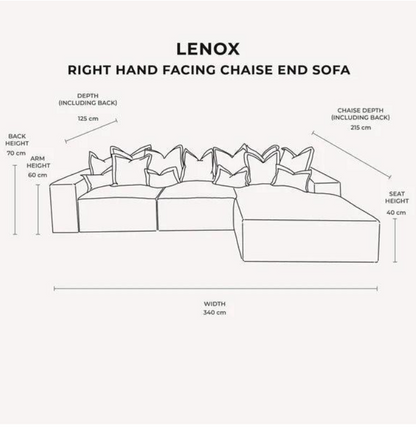 Astoria Black Elegance Pillow Back Corner Sofa (LH Facing Large Sofa)