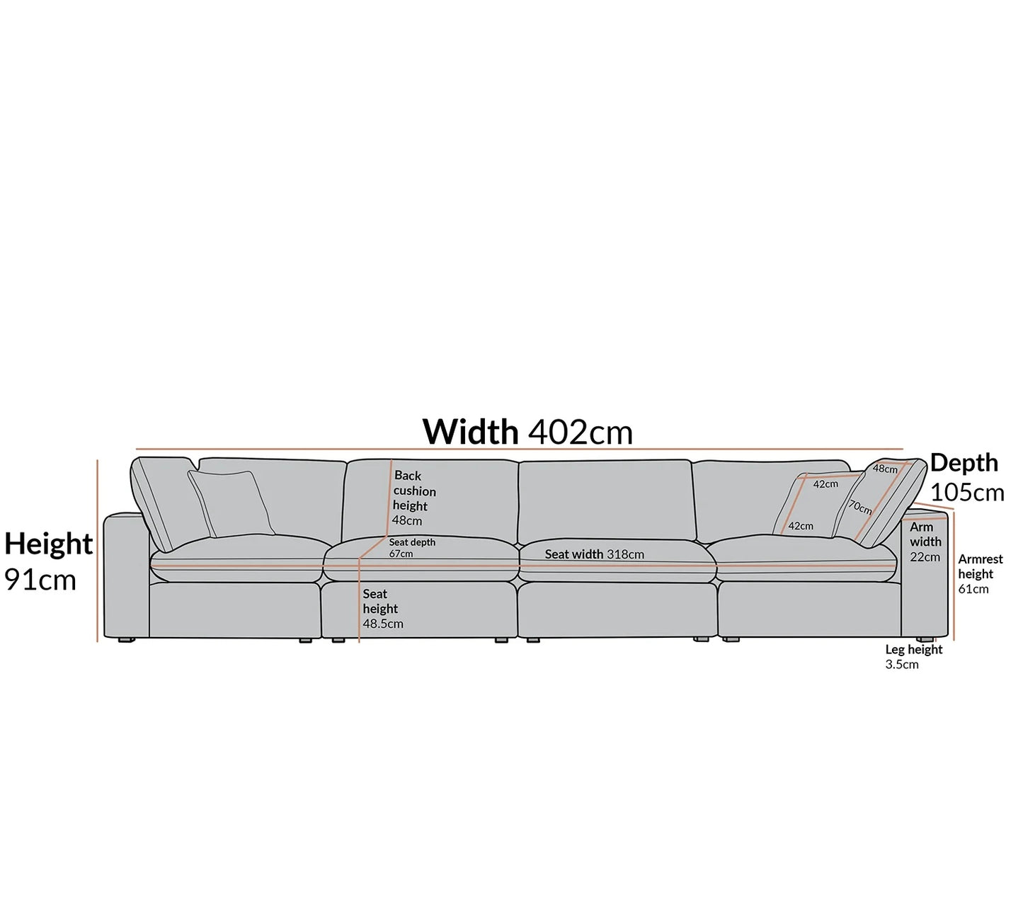 Sola Modular 4-Piece Sofa With Feather Cushions