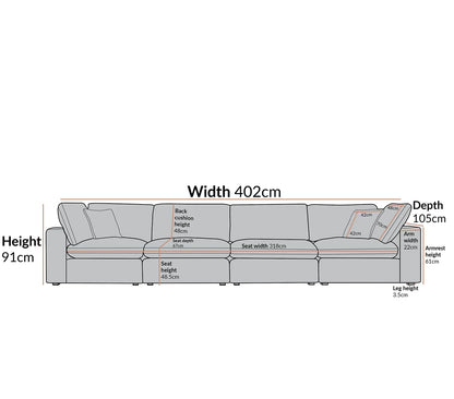 Sola Modular 4-Piece Sofa With Feather Cushions