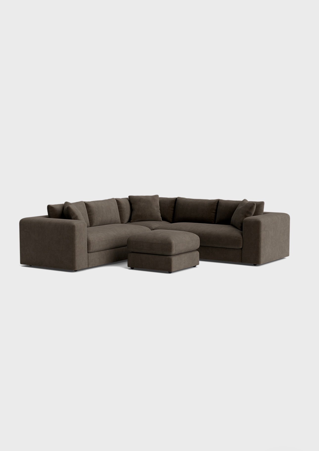 Oro Double Corner Sofa & Footstool-Moody Mocha - luxury velvet corner sofa in cream by Vogue Vocus