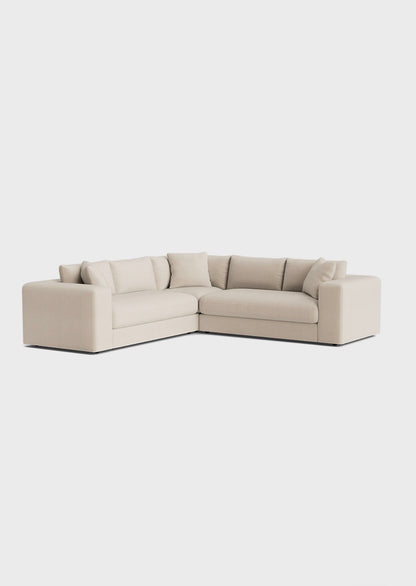 Oro Double Corner Sofa- Cream - luxury velvet corner sofa in cream by Vogue Vocus