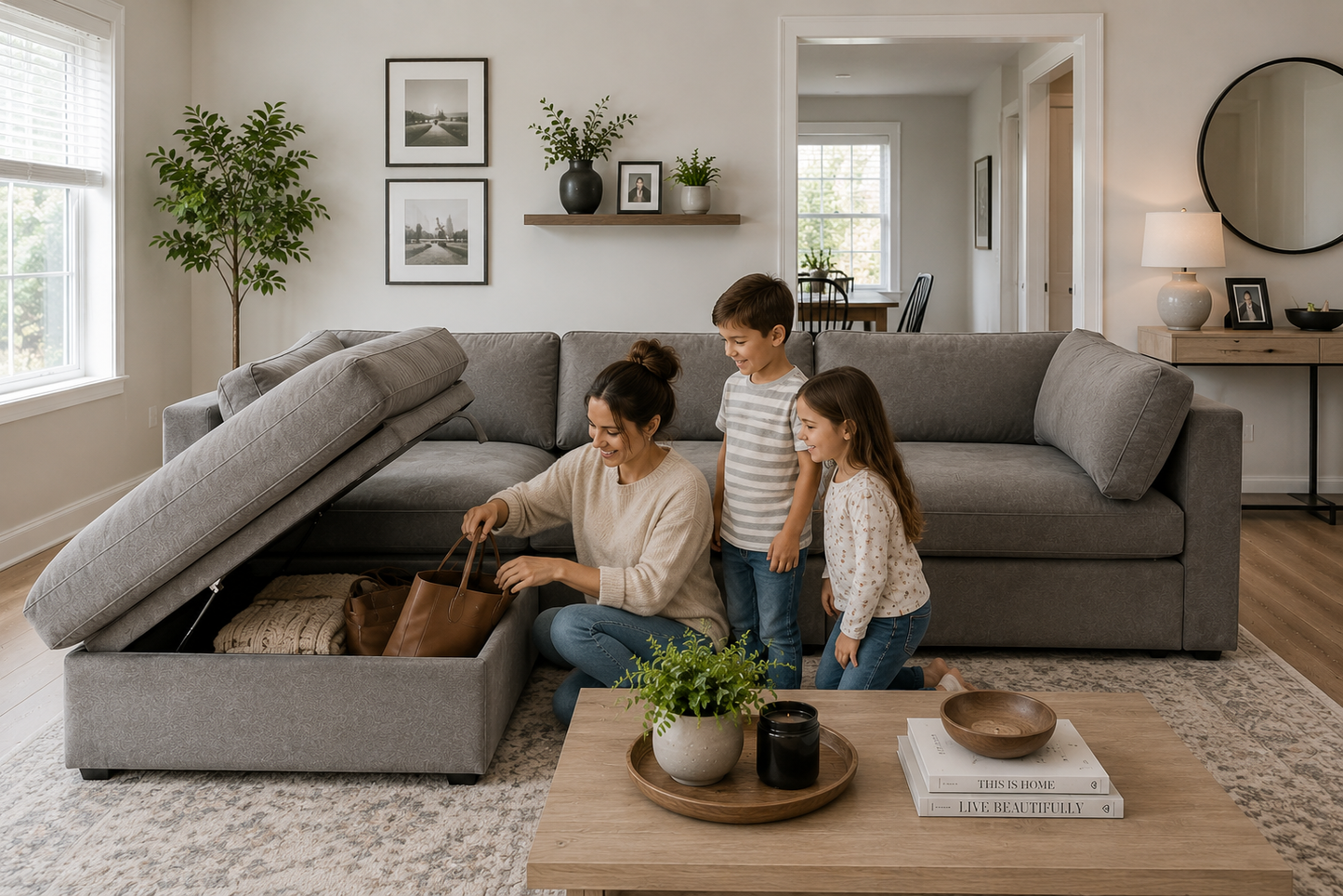 Belva 3 Seater Modular Sofa with Storage Ottoman