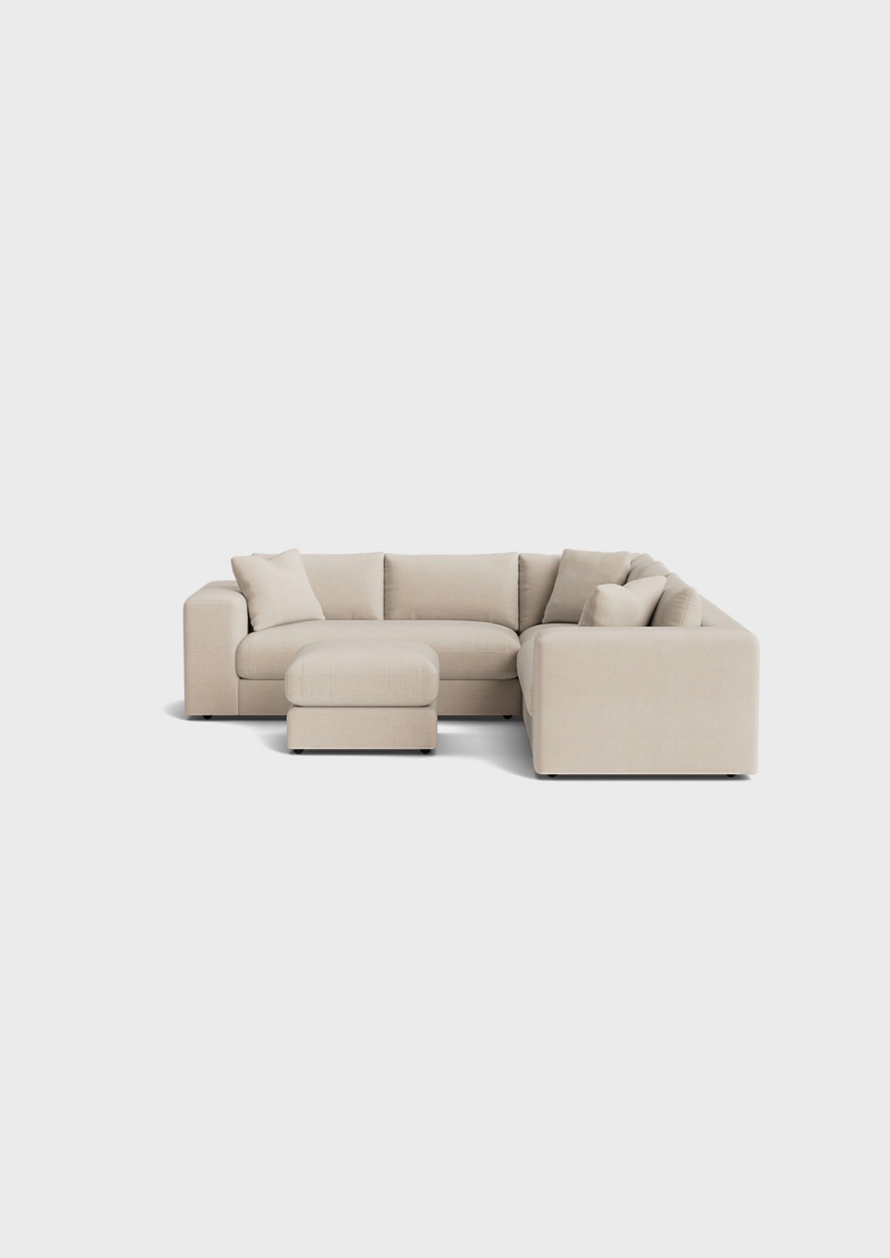 Oro Double Corner& Footstool-Cream - luxury velvet corner sofa in cream by Vogue Vocus view 2