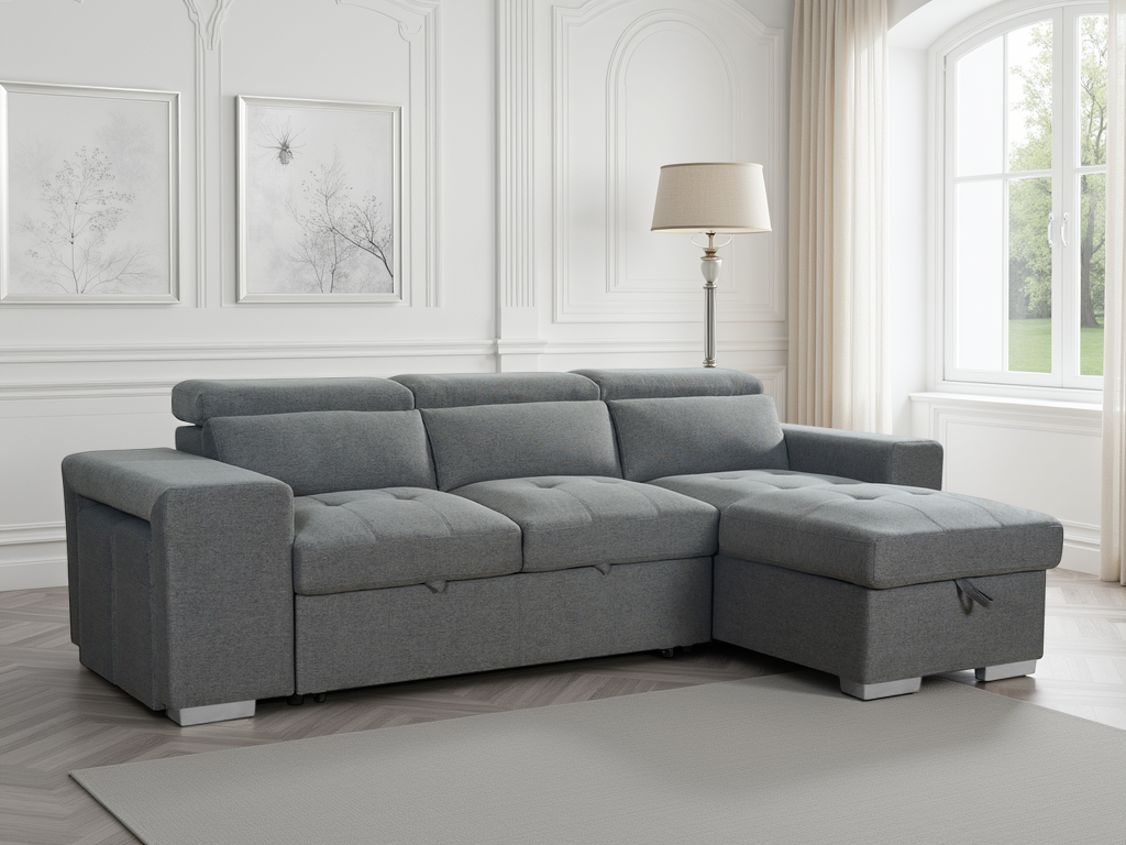 Aurelia Universal Corner Sofa Bed in Grey