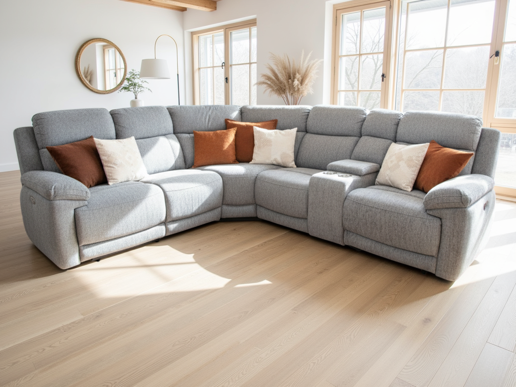 Monaco Large Corner Recliner Sofa in Grey