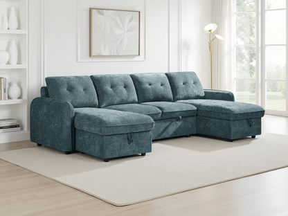 Monaco U-Shape Sofa Bed in Blue