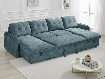 Monaco U-Shape Sofa Bed in Blue