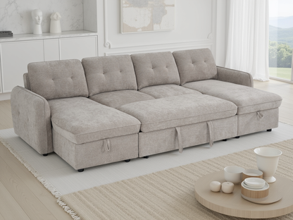 Monaco U-Shape Sofa Bed in Beige