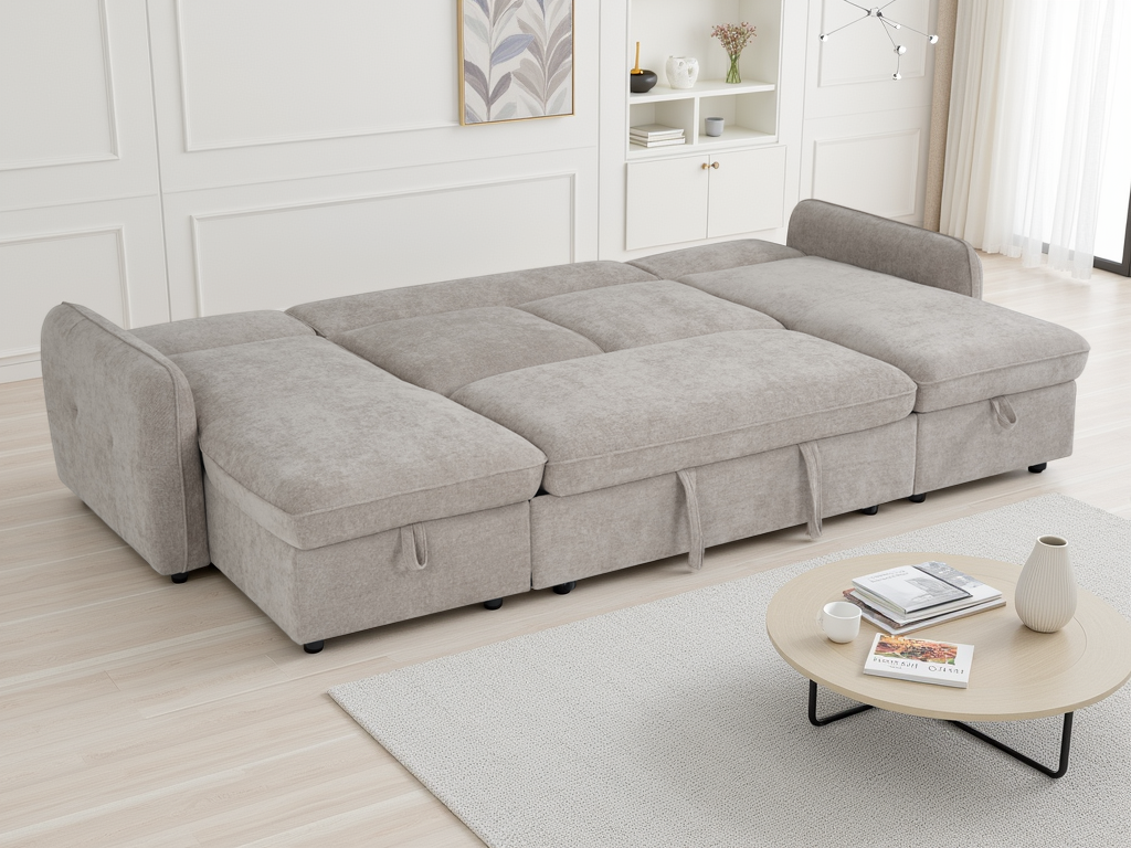 Monaco U-Shape Sofa Bed in Beige