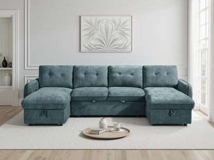 Monaco U-Shape Sofa Bed in Blue